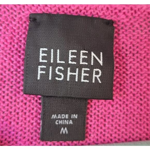 Eileen Fisher Fuchsia Pink Linen Knit V-Neck Sweater – Medium – Relaxed Fit - Picture 4 of 7